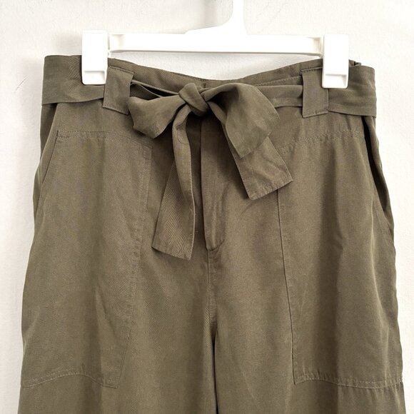 Reformation Olive Green Tapered Pants with Sash Belt Women’s Size Medium - Picture 2 of 7